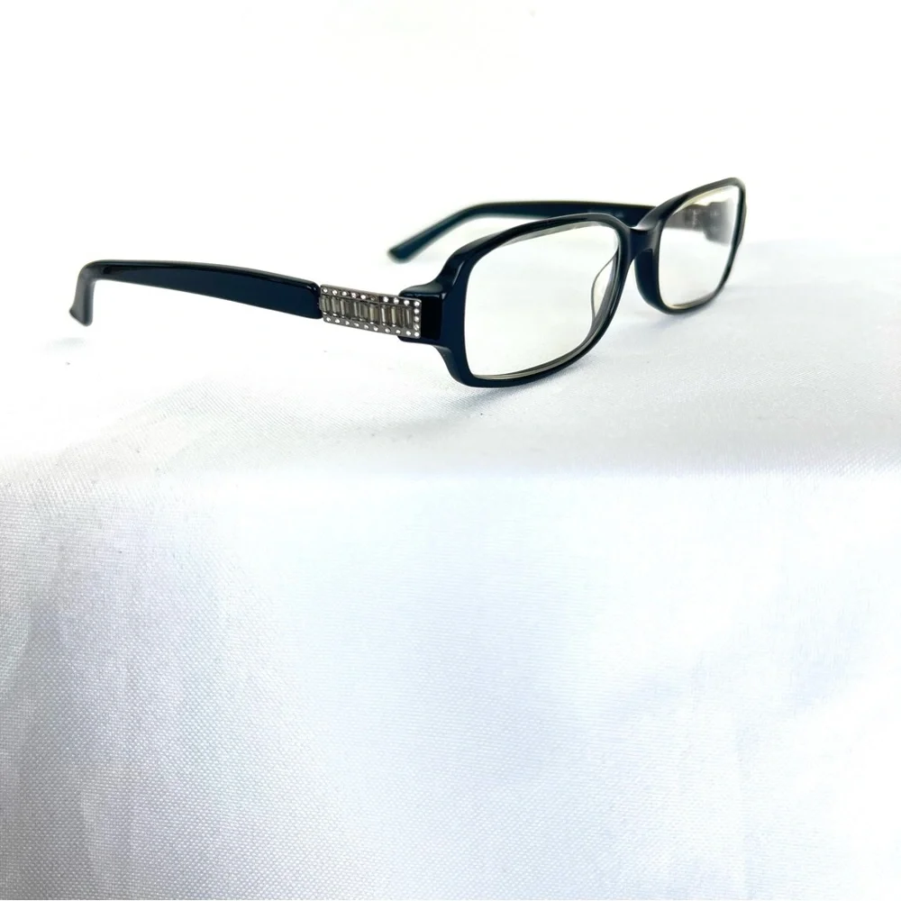 VALENTINO Italy 130 5456 Rectangular Lens Crystal Black Frames Eyeglasses